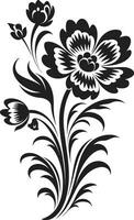 elegante noir fiori fatto a mano vettore logo design noir vite schizzo mano disegnato nero iconico emblema