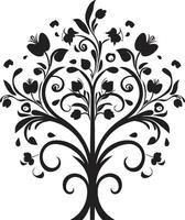 artistico mano reso petali noir vettore logo noir botanico eleganza fatto a mano iconico design