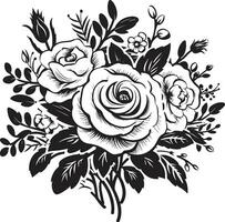 senza tempo fiore mazzolino di fiori nero mazzo emblema sussurrando mazzo medley decorativo nero logo vettore