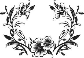 nature scarabocchi mano disegnato nero emblema intricato floreale modelli nero vettore icona