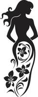 sofisticato floreale eleganza fatto a mano emblema astratto flora fusione nero artistico corpo emblema vettore