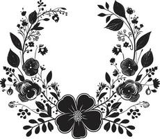 grafite botanico abilità artistica nero emblematico vettori noir fiorire sagome invito carta floreale icone