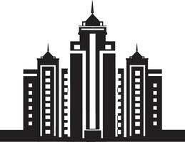 città vista impressioni multifloreale edificio nel vettore emblema urbano skylinescape multipiano paesaggio urbano vettore logo