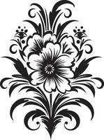 capriccioso noir fiorire impressioni invito carta icone grafite botanico abilità artistica nero emblematico vettori