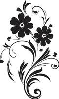 botanico noir emblema mano disegnato design noir floreale elegante iconico vettore logo