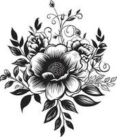 Vintage ▾ noir fioritura ritratti noir emblema disegni noir fiorire abilità artistica fatto a mano vettore icone