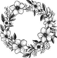 capriccioso nozze fiore elegante nero emblema moderno floreale ghirlanda artistico vettore logo