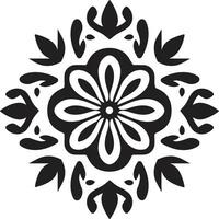 floreale reticolo nero vettore piastrella modello vettorializzare fioriture geometrico floreale icona