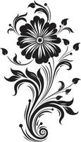 fluido botanico lineamenti nero logo icona artistico mano reso creazioni elegante logo dettaglio vettore