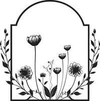 moderno noir petalo abilità artistica mano reso vettore emblema minimalista botanico schizzo elegante nero icona design