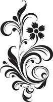 intricato noir viti iconico mano disegnato design elegante noir botanico emblema vettore logo icona