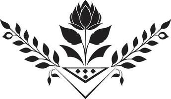 simmetrico giardino nero vettore piastrella icona geometrico petalo design floreale nero modello