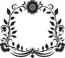 floreale simmetria nero emblema design strutturato florals geometrico piastrella logo vettore