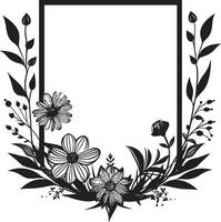 capriccioso noir florals elegante nero emblema moderno mano disegnato floreale schizzo minimo icona vettore