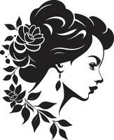 astratto flora fusione nero artistico viso emblema elegante botanico fascino vettore donna icona