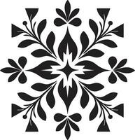 strutturato florals nero vettore icona design mosaico giardino geometrico floreale piastrella logo