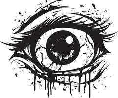 demonico zombie bulbo oculare raccapricciante nero icona chilling non morti occhiata nero zombie occhio logo vettore