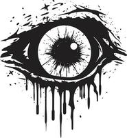 sinistro orrore sguardo nero vettore pauroso occhio demonico zombie bulbo oculare raccapricciante nero icona