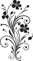 artistico floreale pergamene nero vettore design elemento botanico eleganza fatto a mano floreale iconico emblema