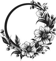 Vintage ▾ fioritura allegato decorativo nero logo radiante petalo circondare nero floreale emblema vettore