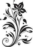 noir botanico rapsodia mano disegnato vettore iconico disegni grafite petalo melodie nero vettore emblema schizzi