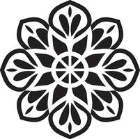 geometrico mazzo piastrella design nel nero vettore logo simmetrico florals geometrico piastrella floreale emblema