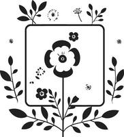 elegante fatto a mano fioriture minimalista emblema semplice botanico schizzo nero vettore icona