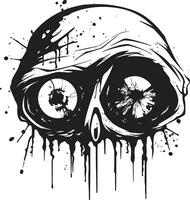 sinistro sguardo fisso raccapricciante pauroso occhio logo icona chilling zombie visione nero vettore occhio design