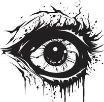 orribile sguardo fisso nero raccapricciante occhio logo spaventoso zombie sguardo vettore pauroso occhio design