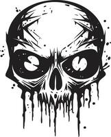 terribile zombie viso nero cranio icona design raccapricciante non morti cranio vettore zombie emblema