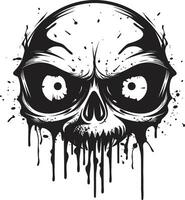inquietante zombie cranio raccapricciante nero vettore macabro orrore cranio nero raccapricciante emblema