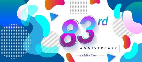 83 anni anniversario logo, vettore design compleanno celebrazione con colorato geometrico sfondo e cerchi forma.