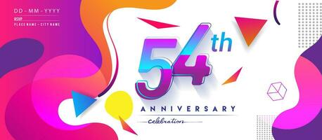 53 ° anni anniversario logo, vettore design compleanno celebrazione con colorato geometrico sfondo e cerchi forma.