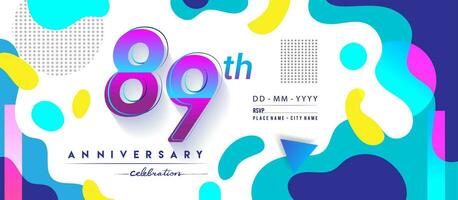 89th anni anniversario logo, vettore design compleanno celebrazione con colorato geometrico sfondo e cerchi forma.