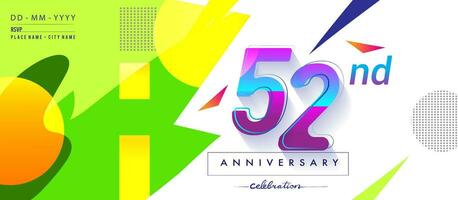 52nd anni anniversario logo, vettore design compleanno celebrazione con colorato geometrico sfondo e cerchi forma.