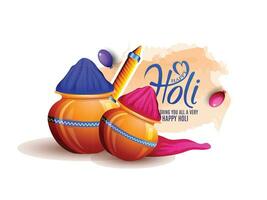 contento holi Festival di colori illustrazione di colorato gulal per holi, nel hindi holi ciao senso suo holi vettore