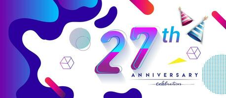 27th anni anniversario logo, vettore design compleanno celebrazione con colorato geometrico sfondo e cerchi forma.