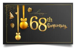 60 ° anni anniversario design per saluto carte e invito, con Palloncino, coriandoli e regalo scatola, elegante design con oro e buio colore, design modello per compleanno celebrazione. vettore