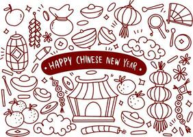 impostato di mano disegnato Cinese nuovo anno scarabocchio, anno di Drago vettore