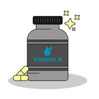 un' bottiglia di multivitaminico supplemento , capsula e pillole per nutrizione, piatto design vettore e illustrazione