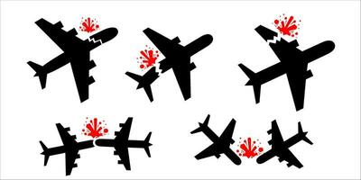 vettore aereo schianto incidente silhouette illustrazione icona