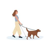 un' guida cane con cieco persona a piedi insieme. impostato di persone con invalidità utilizzando Aiuto di cane. collezione di piatto stile personaggi. vettore illustrazione.