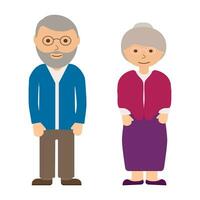 contento nonno e nonna su bianca sfondo. vecchio persone nel famiglia. nonni nel occhiali. anziano grigio dai capelli coppia. vettore illustrazione