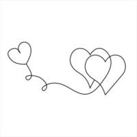 continuo uno linea arte disegno cuore forma vettore illustrazione di minimalista schema amore concetto