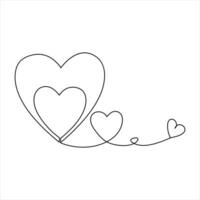 continuo singolo linea disegno cuore San Valentino giorno amore isolato mano disegnato vettore illustrazione