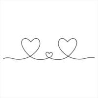 continuo uno linea arte disegno cuore forma vettore illustrazione di minimalista schema amore concetto
