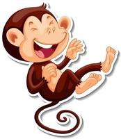 adesivo divertente scimmia che ride personaggio dei cartoni animati vettore