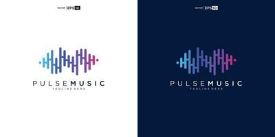 pulse musica giocatore logo elemento. logo modello elettronico musica, equalizzatore, negozio, Audio onda logo concetto. vettore