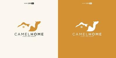 deserto cammello con Casa per casa vero tenuta Residenziale mutuo appartamento edificio logo design vettore