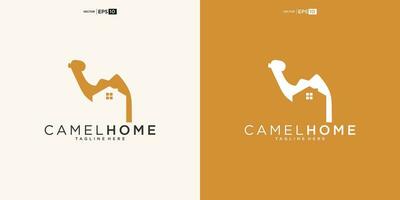 deserto cammello con Casa per casa vero tenuta Residenziale mutuo appartamento edificio logo design vettore